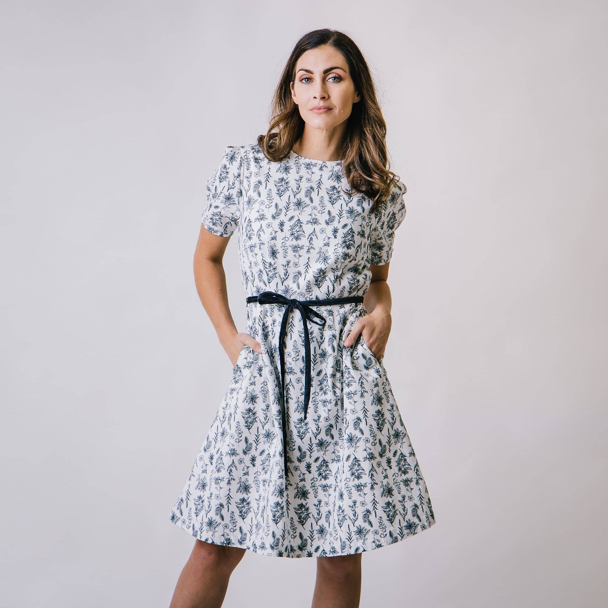 Image of Pleated Sleeve Woven Dress